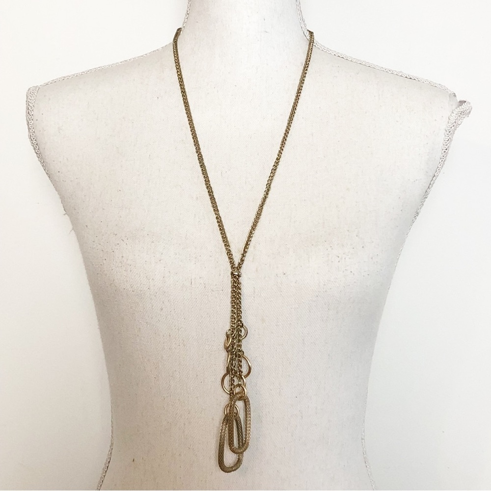 TALBOTS Boho Gold Tone Chain Link Long Tassel necklace